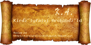 Királyfalvi Archibáld névjegykártya